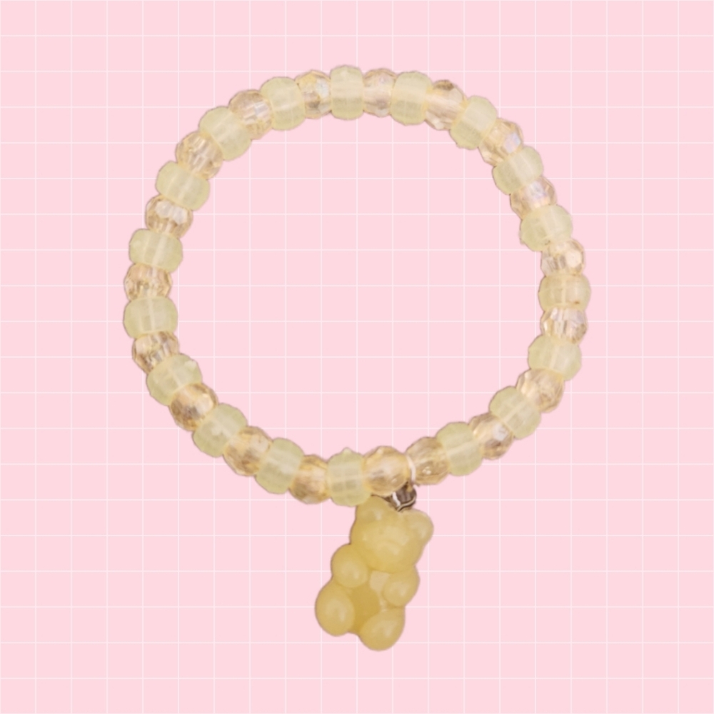 Yellow Beaded Gummy Bear Bracelet